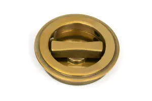 From The Anvil Aged Brass 60mm Art Deco Round Pull - Privacy Set