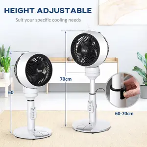 HOMCOM 28 Air Circulator Fan 3 Speed 3 Mode, 70 degree Oscillation 90 degree Vertical Tilt, Remote Controller, Black White