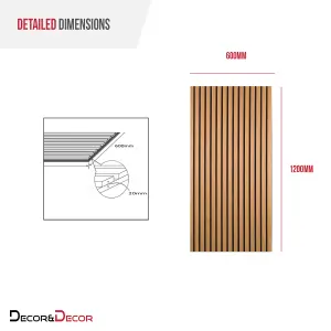 DecorAndDecor - Acoustic Slat Wood Wall Panel - Oak - 1200mm x 600mm