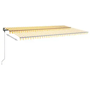 Berkfield Manual Retractable Awning with LED 600x350 cm Yellow and White