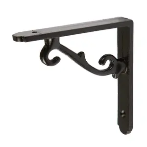 Hammer & Tongs Scroll Iron Shelf Bracket - D105mm - Black - Pack of 2