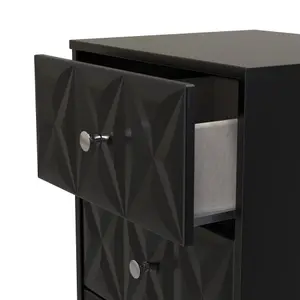 San Jose Ready assembled Black 3 Drawer Bedside chest (H)726mm (W)450mm (D)395mm