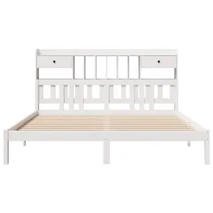 Berkfield Bookcase Bed without Mattress White 200x200 cm Solid Wood Pine