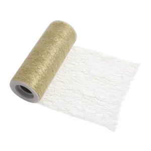 Trim: Mesh Tulle: 10m x 15cm: Metallic and Gold