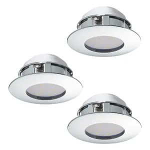 3 PACK Flush Ceiling Downlight Chrome Recessed Spotlight 6W Built in LED