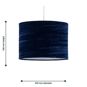 First Choice Lighting Navy Blue Crushed Velvet 25cm Pendant Lightshade