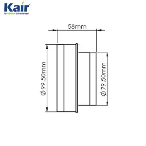 Kair Ducting Reducer 100mm to 80mm Duct Pipe Reduction Connector for Extract Fans and Ventilation Units