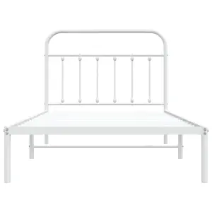 Berkfield Metal Bed Frame with Headboard White 100x200 cm