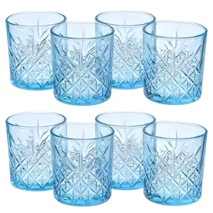 URBNLIVING 345ml 8 Pcs Whisky Scotch Vodka Tumbler Blue Glassware Sets