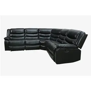 Sorreno Bonded Leather Recliner Corner Sofa In Black