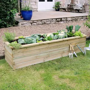 Zest Rectangular Sleeper Raised Wooden Bed Garden Planter 1.8m x 0.45m