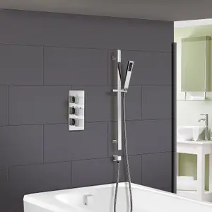 Cameo Concealed Thermostatic Shower Mixer Handset Slider Rail & Bath Filler