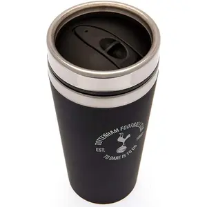 Tottenham Hotspur FC Executive Crest Travel Mug Black/Silver (One Size)