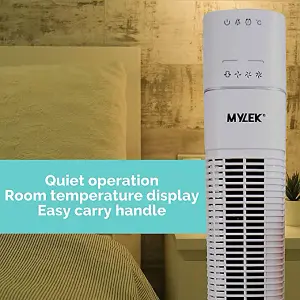 Mylek Tower Fan 36 Inch Cooling Cold Air Stand Fan Remote Control Oscillation and Timer White