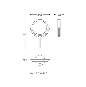 Cosmic Free-Standing Magnifying Mirror With Adjustable Led Light Chrome Essentials (LED)(X5)(3W 5V/1A) USB