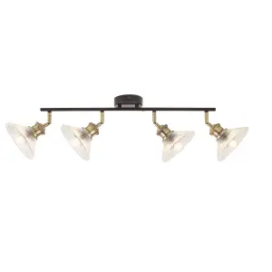 Matt Antique brass effect 4 Light Spotlight