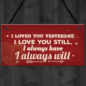 Red Ocean Love You Always Vintage Sign Valentines Anniversary Birthday Hanging Plaque Present Love Gift Special Present