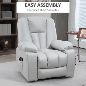 HOMCOM Riser and Recliner Chair for Elderly, Quick Assembly, Light Grey