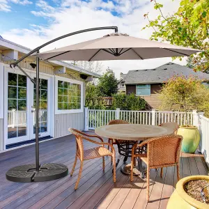 Costway 3 x 3m Patio Offset Umbrella Backyard Garden Cantilever Parasol w/ 8 Ribs