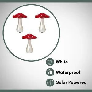 Set of 3 Mushroom Lights Garden Outdoor Décor Waterproof Ornaments for Garden