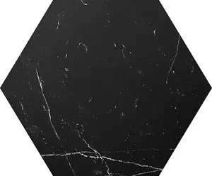 Top Ceramics Black Marble Matt Hexagon Floor Wall Tile (L)22.5cm x (W)22.9cm Each box 0.87sqm