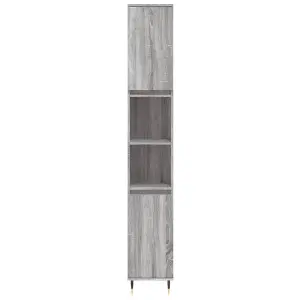 Berkfield Bathroom Cabinet Grey Sonoma 30x30x190 cm Engineered Wood