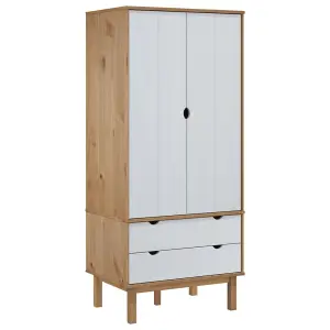 Wardrobe OTTA Brown and White 76.5x53x172 cm Solid Wood Pine