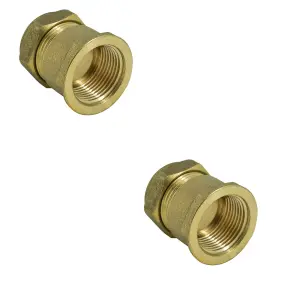 2 x Brass FI Compression 15mm x 1/2" Coupler PA1