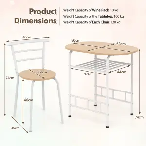 Costway 3-Piece Dining Table Set Kitchen Breakfast Nooks Table and Chairs