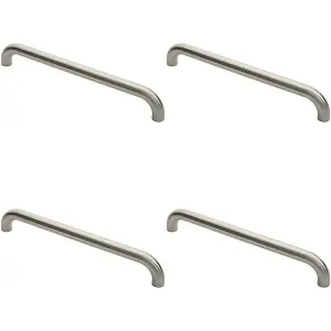 4x Round D Bar Pull Handle 480 x 30mm 450mm Fixing Centres Satin Steel