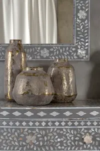 Interiors by Premier Orvena Small Grey And Gold Ceramic Vase