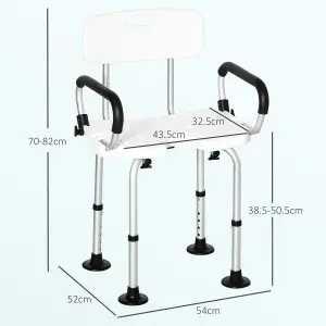 HOMCOM Adjustable Shower Stool with Suction Foot Pads for Elderly Disabled