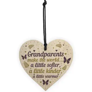 Red Ocean Handmade Wooden Heart Grandparent Gifts For Grandma Grandpa Nan Grandad Birthday Christmas Thoughtful Present