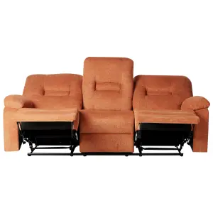 3 Seater Fabric Manual Recliner Sofa Orange BERGEN