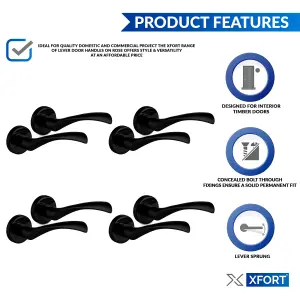 XFORT Matt Black Liberty Lever On Rose Door Handles 4Pack