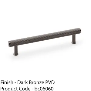 Reeded T Bar Pull Handle - Dark Bronze 160mm Centres SOLID BRASS Drawer Lined