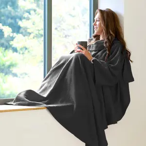 Snug Rug Cosy Sleeved Blanket With Sleeves and a Handy Pouch Pocket - Slate Grey