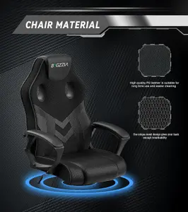 Ergonomic Gaming Chair,PU Leather Computer Chair for PC Office Gamer(Black)