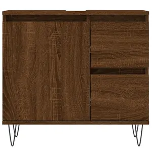 Berkfield Bathroom Cabinet Brown Oak 65x33x60 cm Engineered Wood