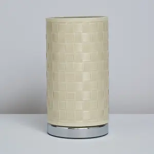 Inlight Hektor Woven Cylinder Polished Ivory Table lamp