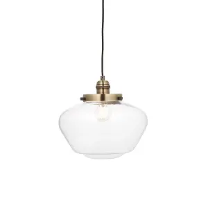 Luminosa Finale Pendant Ceiling Light Antique Brass Plate & Clear Glass