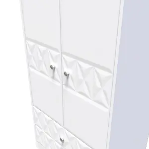 Toledo 2 Door 2 Drawer Wardrobe in White Matt (Ready Assembled)