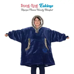 Snug Rug Eskimo - Navy Blue Wearable Blanket Oversized Hoodie Blankets for Adults Hooded