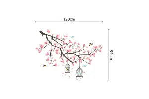 Walplus Wall Sticker Pink Blossom Flower Tree Art Nursery Living Room Bedroom Kids Sticker PVC Pink