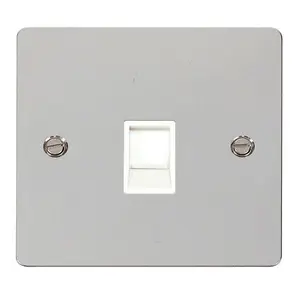 Flat Plate Polished Chrome Rj11 Socket - White Trim - SE Home