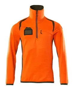 Mascot Accelerate Safe Microfleece Jacket with Half Zip (Hi-Vis Orange/Moss Green)  (XXXX Large)