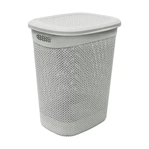 JVL Droplette Design Plastic Laundry Basket, Grey