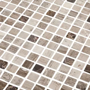 Catane Brown & grey Gloss Stone effect Mosaic Natural stone Mosaic tile, (L)300mm (W)300mm