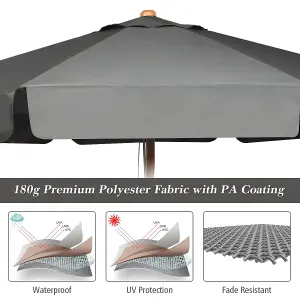 Costway 3m Garden Parasol Tilt Bar Market Table Umbrella with Valance and 8 Solid Ribs