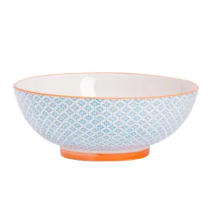 Nicola Spring - Hand-Printed Fruit Bowl - 31.5cm - Blue